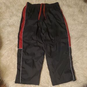 Athletics Works Track Pants Black Red White Athletic Warm Up ZIPPER LEGS